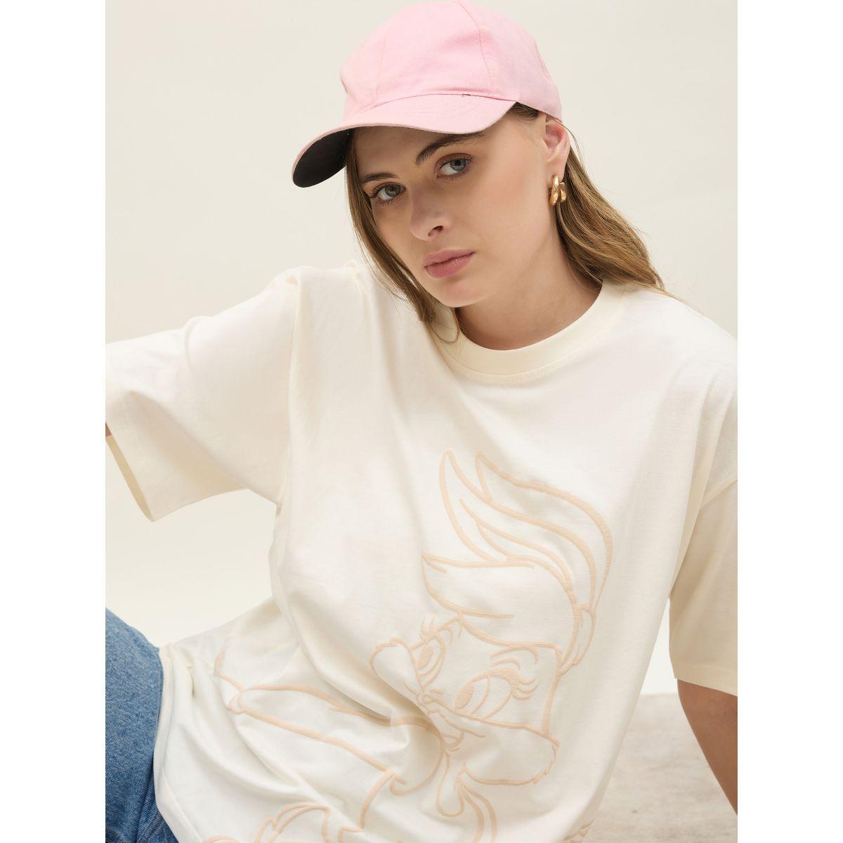 Styli Looney Tunes Lola Sketch Graphic Longline Oversized T-Shirt-women-clothing-tshirts-image-4