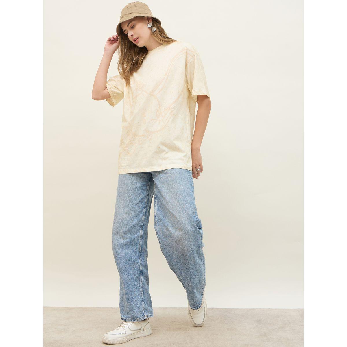 تيشيرت طويل فضفاض بطبعة جرافيك-women-clothing-tshirts-image-1