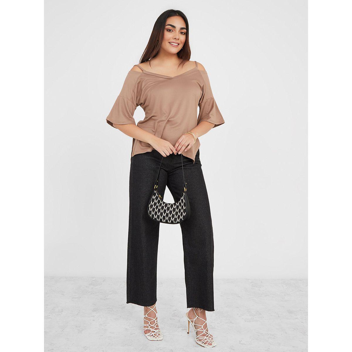 Styli Regular Fit Exaggerated Sleeve Cold Shoulder T-Shirt-women-clothing-tshirts-image-2
