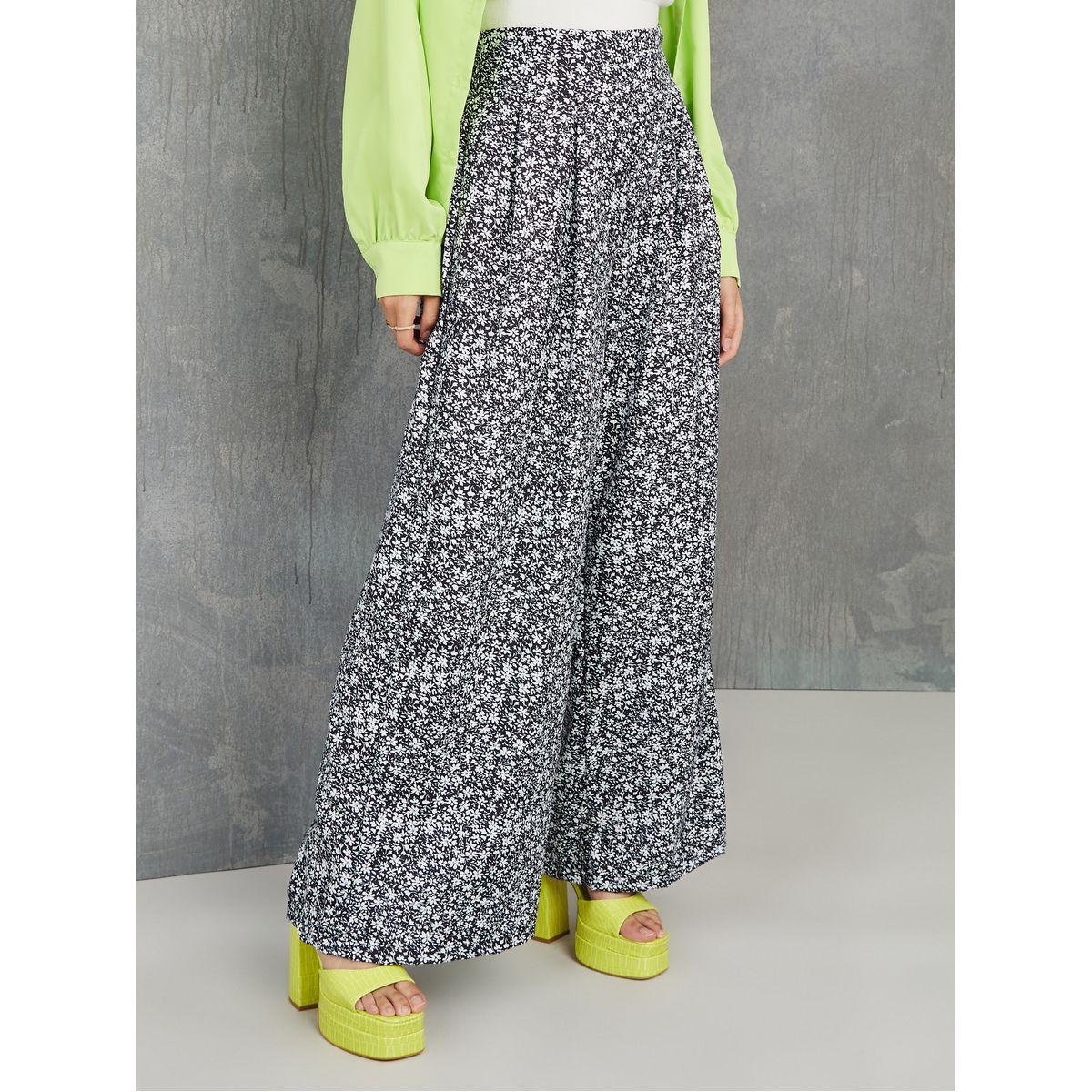 Styli High Waist Ditsy Print Wide Leg Trouser-women-clothing-bottoms-trousers-image-1