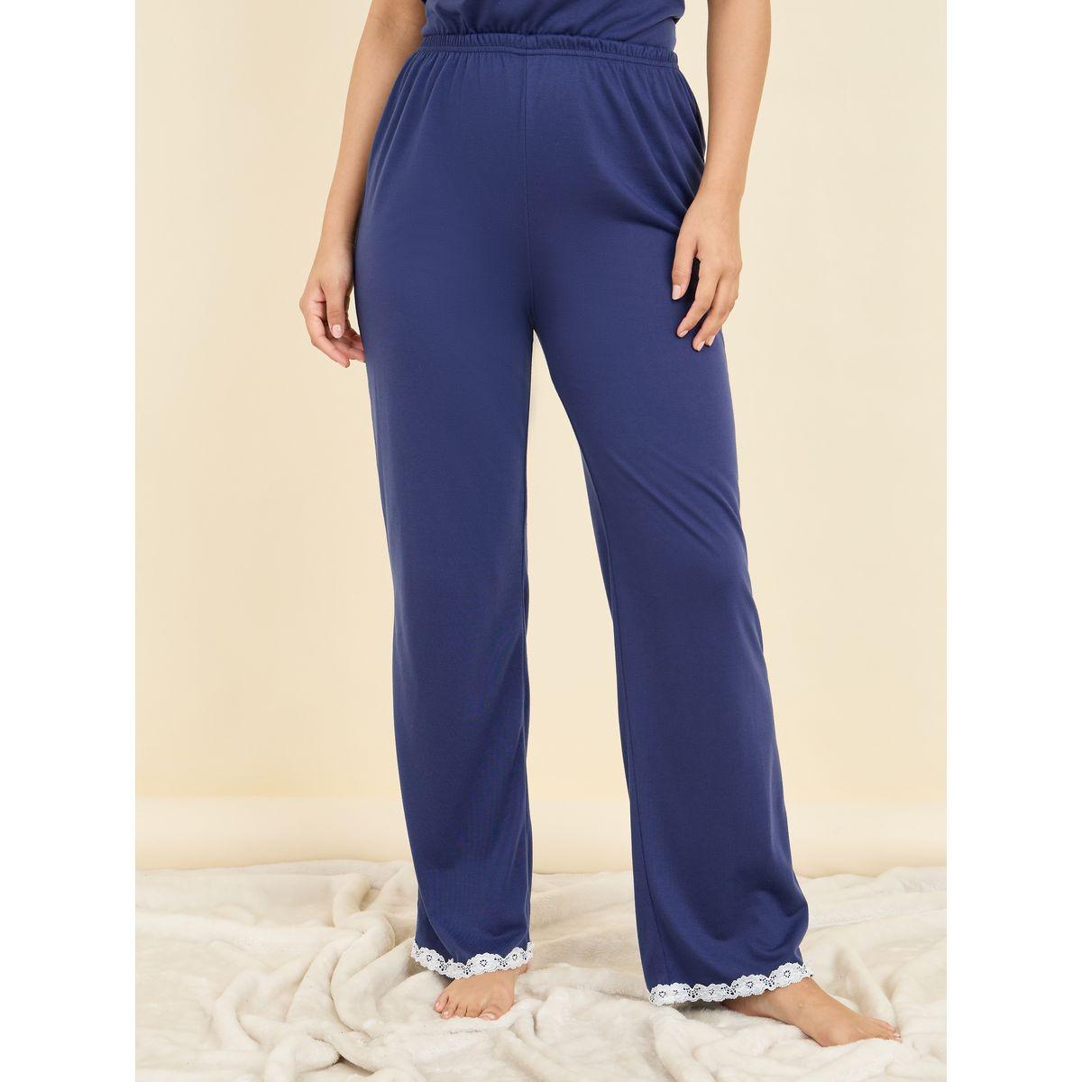 Styli Unwind Lace Trim Sleeves V Neck T-shirt and Pyjama Set-women-clothing-nightwear-pyjamas-longsets-image-5