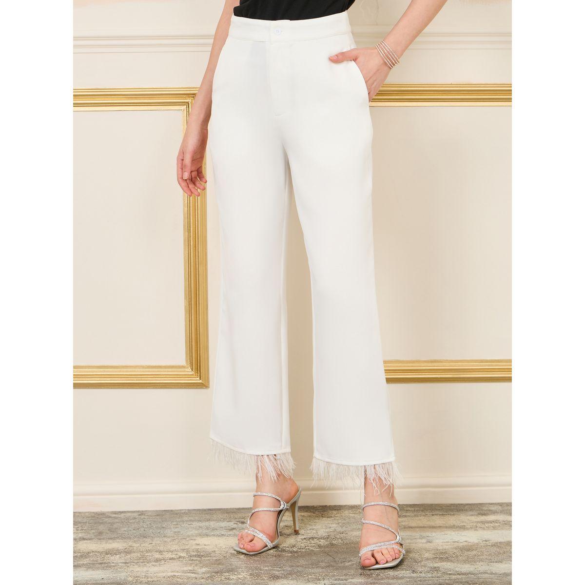 بنطال بارجل مستقيمة وتفاصيل جلد صناعي-women-clothing-bottoms-trousers-image-1