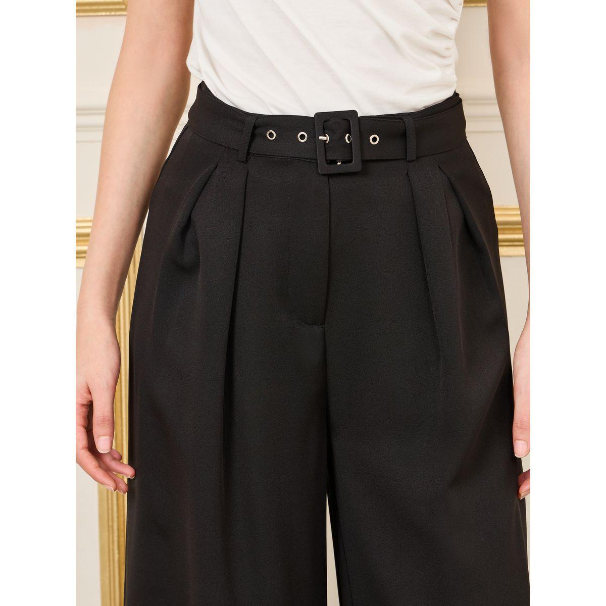 بنطال بحواف واسعة وكسرات مع حزام-women-clothing-bottoms-trousers-image-3