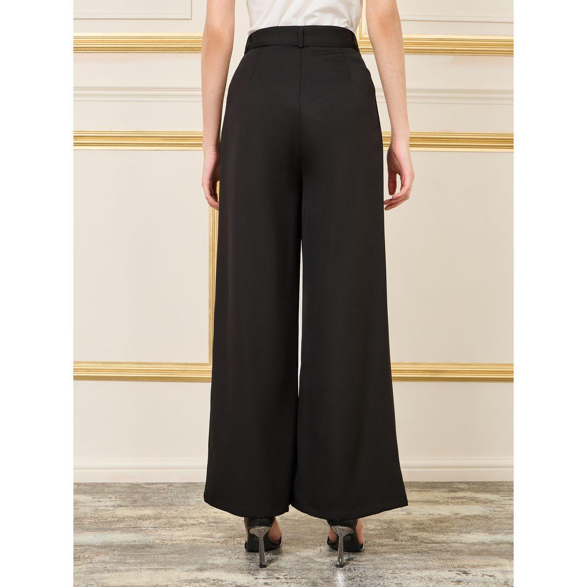 بنطال بحواف واسعة وكسرات مع حزام-women-clothing-bottoms-trousers-image-4