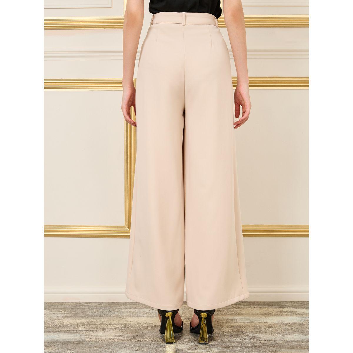 Styli Limited High Rise Belted Pleat Flared Trouser-women-clothing-bottoms-trousers-image-4