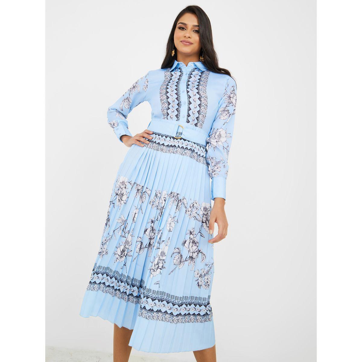 فستان ميدي مطبع بزهور-women-clothing-dresses-image-1
