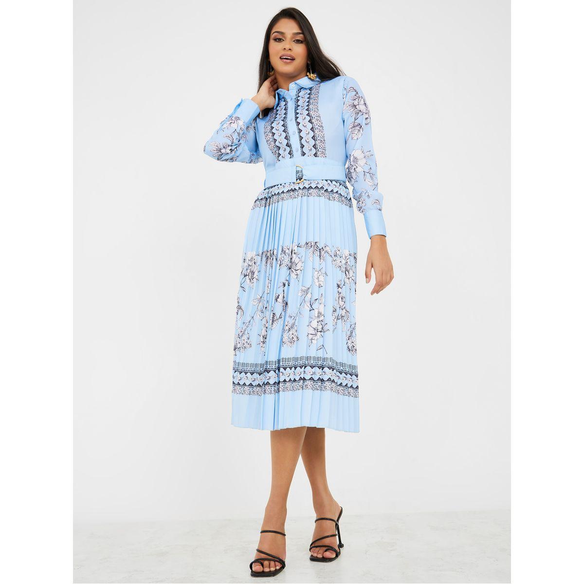 Styli Floral Print Pleated Collared Midi Dress-women-clothing-dresses-image-2