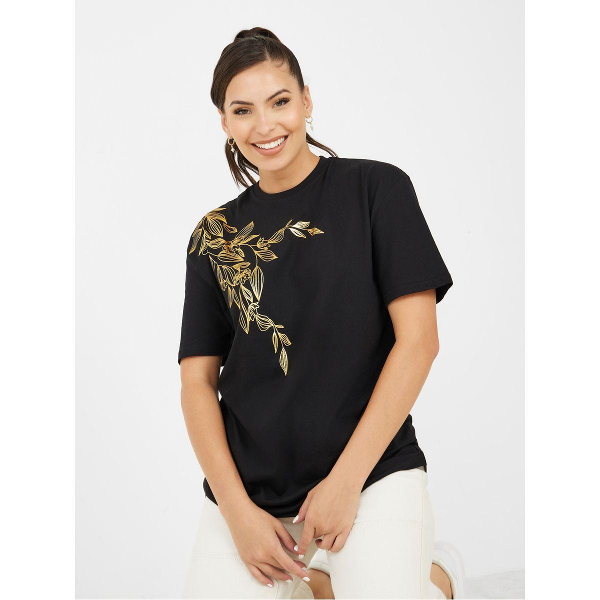 Styli Oversized Fit Foil Print T-shirt-women-clothing-tshirts-image-1