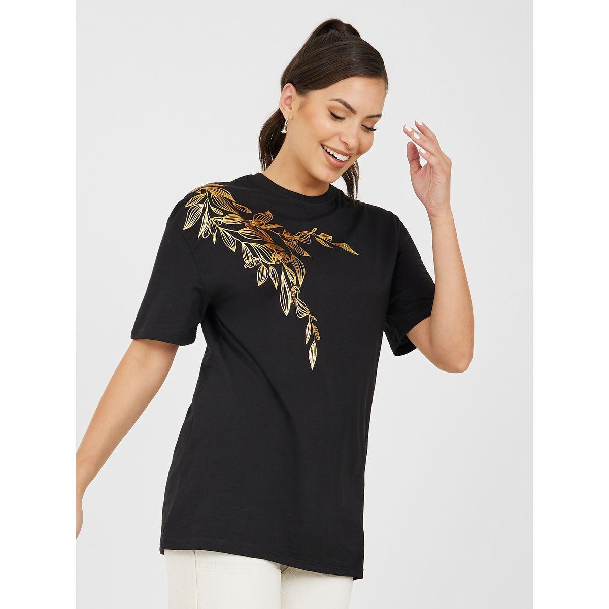 Styli Oversized Fit Foil Print T-shirt-women-clothing-tshirts-image-2