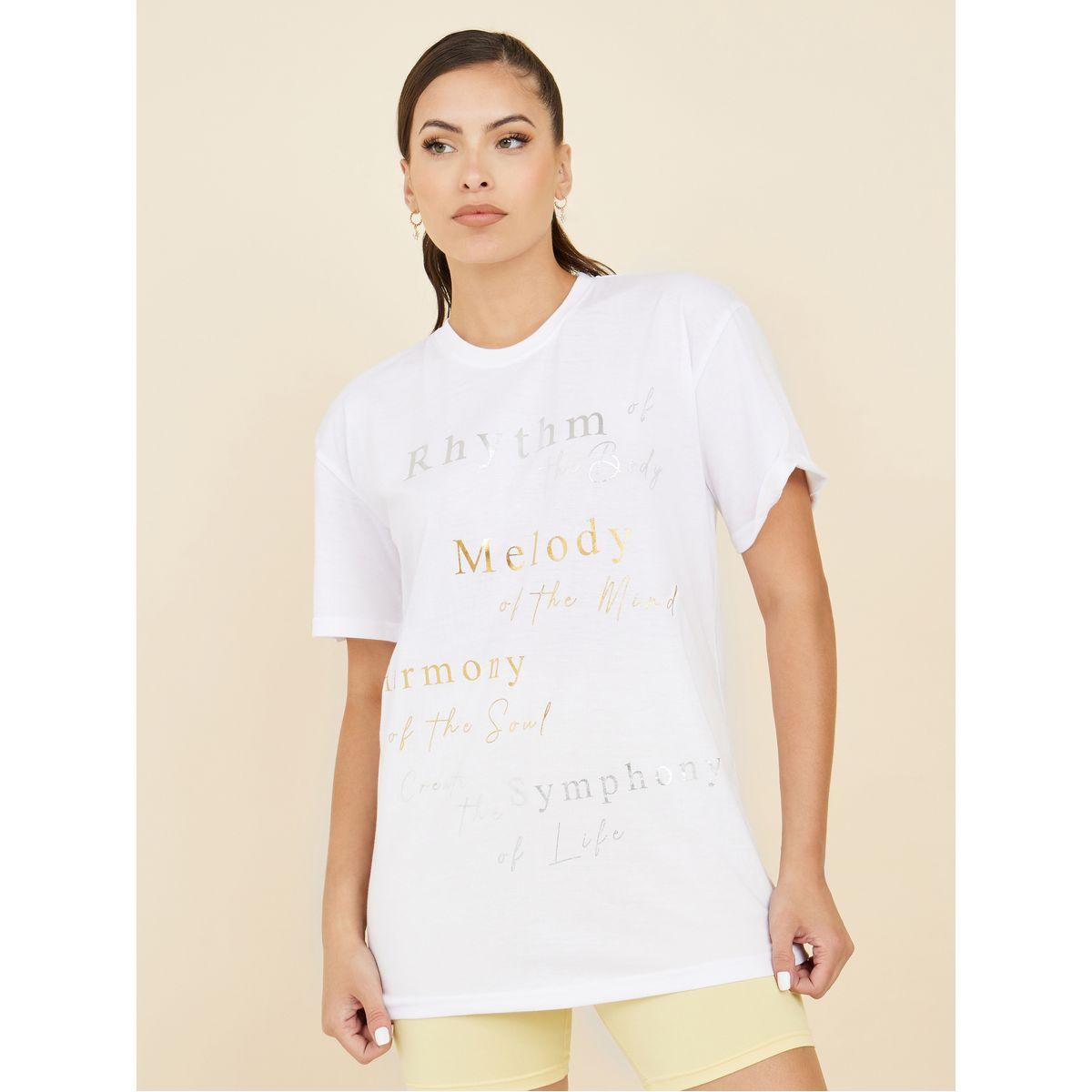 تيشيرت بقصة واسعة وطبعة فويل-women-clothing-tshirts-image-1