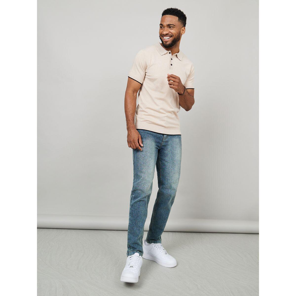 تيشيرت محبوك بنسيج الميلانج-men-clothing-tshirtsandpolos-polos-image-2