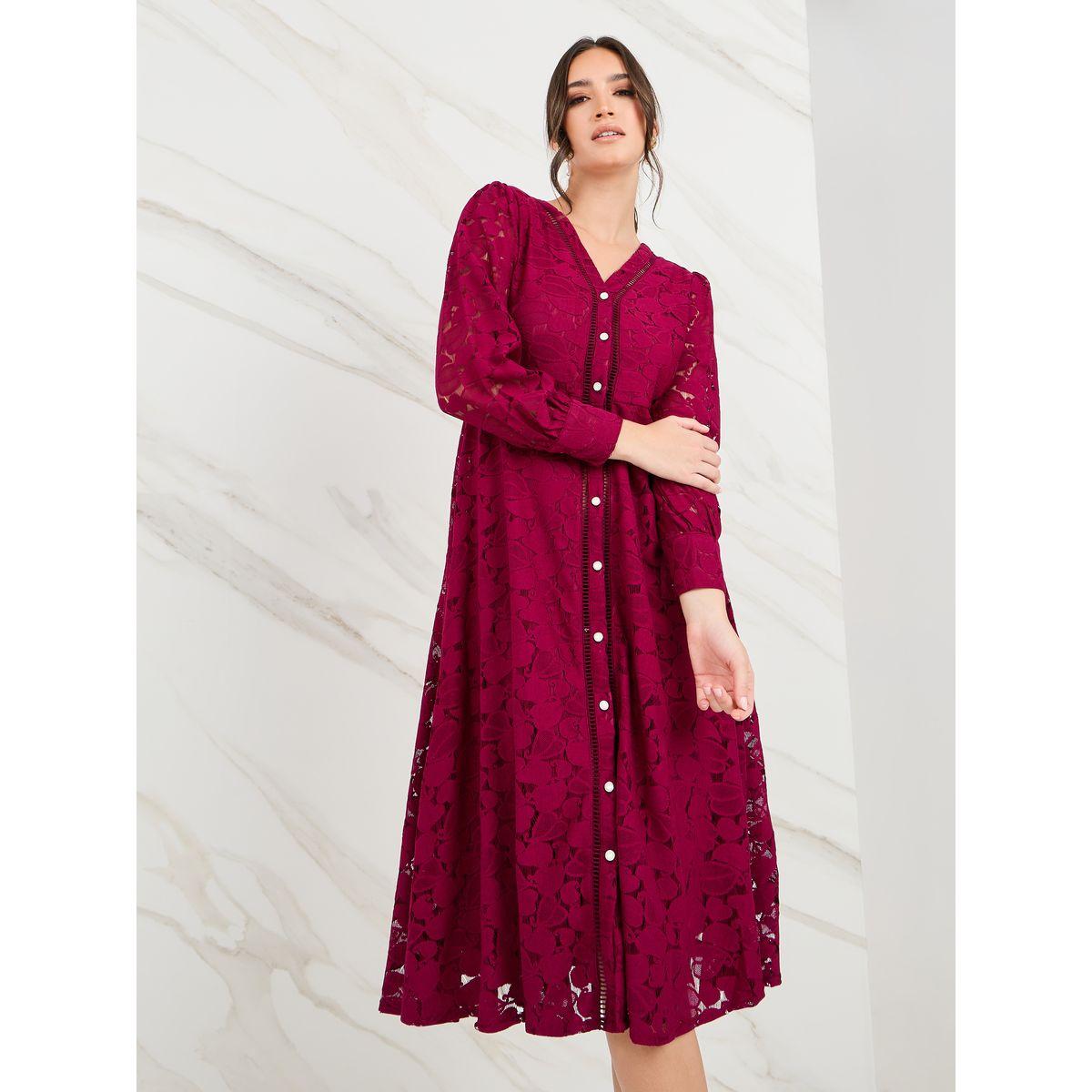 فستان ميدي بتفاصيل دانتيل-women-clothing-dresses-image-2