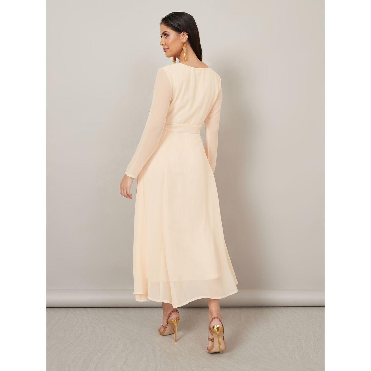 Styli Sequin Detail V Neck A-Line Midi Dress-women-clothing-dresses-image-4