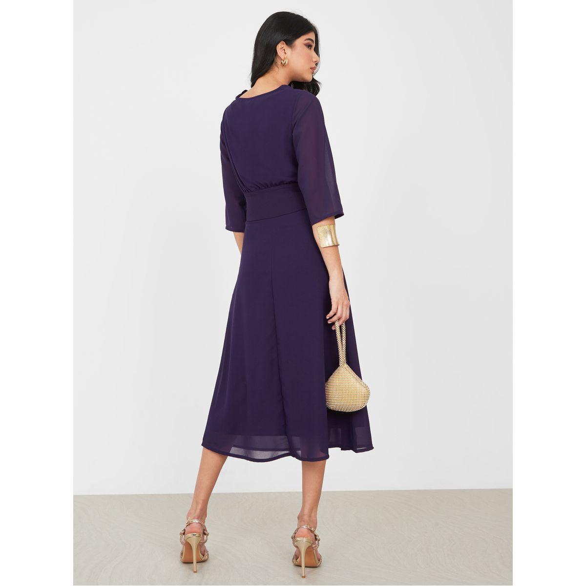 Styli Beaded Waistband Cowl Neck A-Line Midi Dress-women-clothing-dresses-image-4