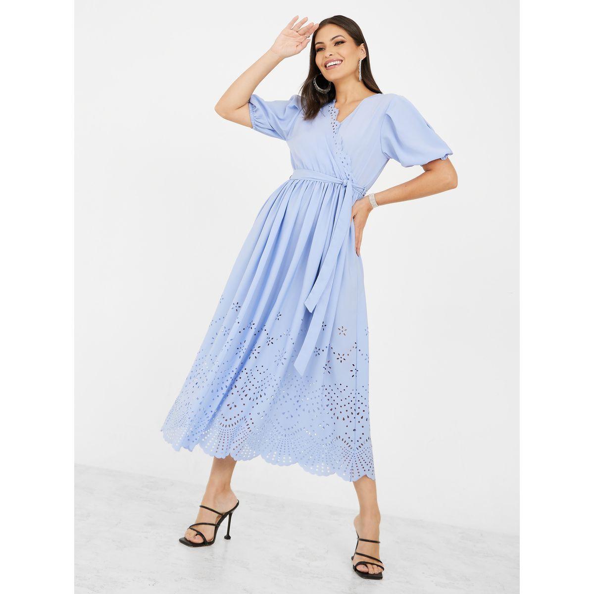 Styli Schiffli Insert A-Line Midi Dress-women-clothing-dresses-image-1