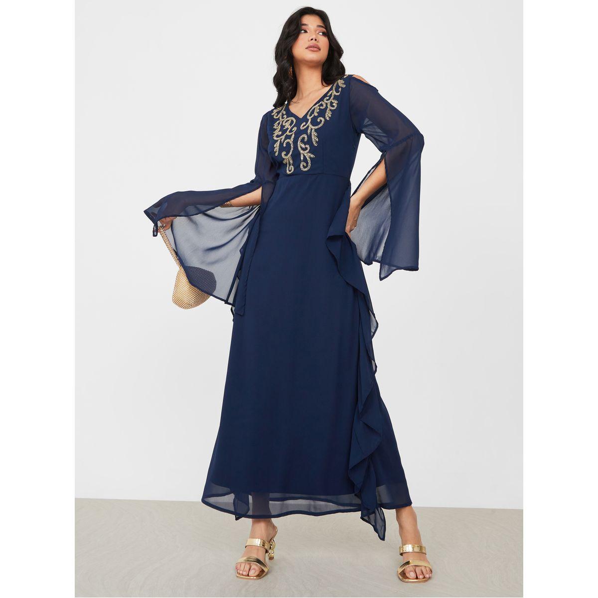 فستان طويل بأكمام جرس-women-clothing-dresses-image-1