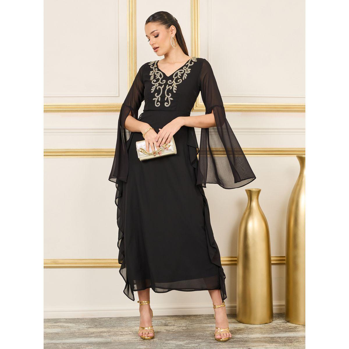 Styli Slit Bell Sleeve Beaded Maxi Dress-women-clothing-dresses-image-1