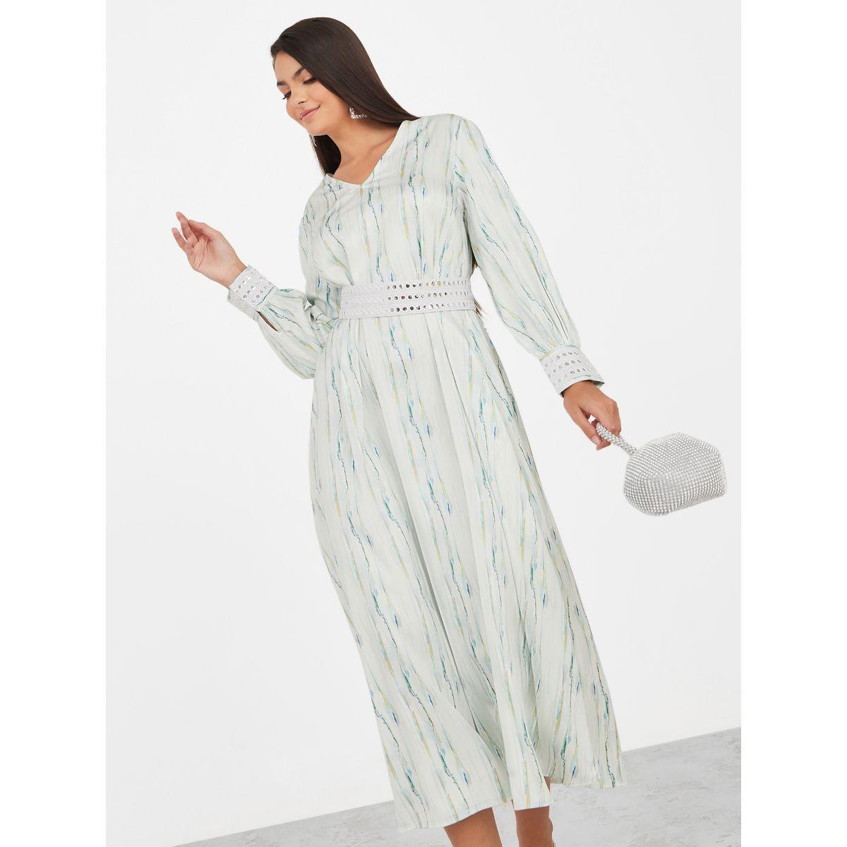 Styli Mirror Belted Printed A-Line Midi Dress-women-clothing-dresses-image-1