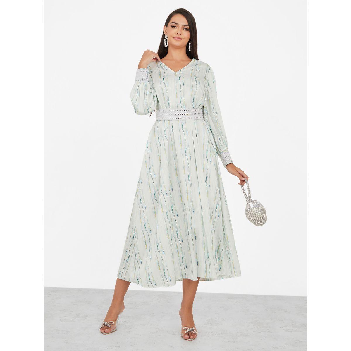 Styli Mirror Belted Printed A-Line Midi Dress-women-clothing-dresses-image-2