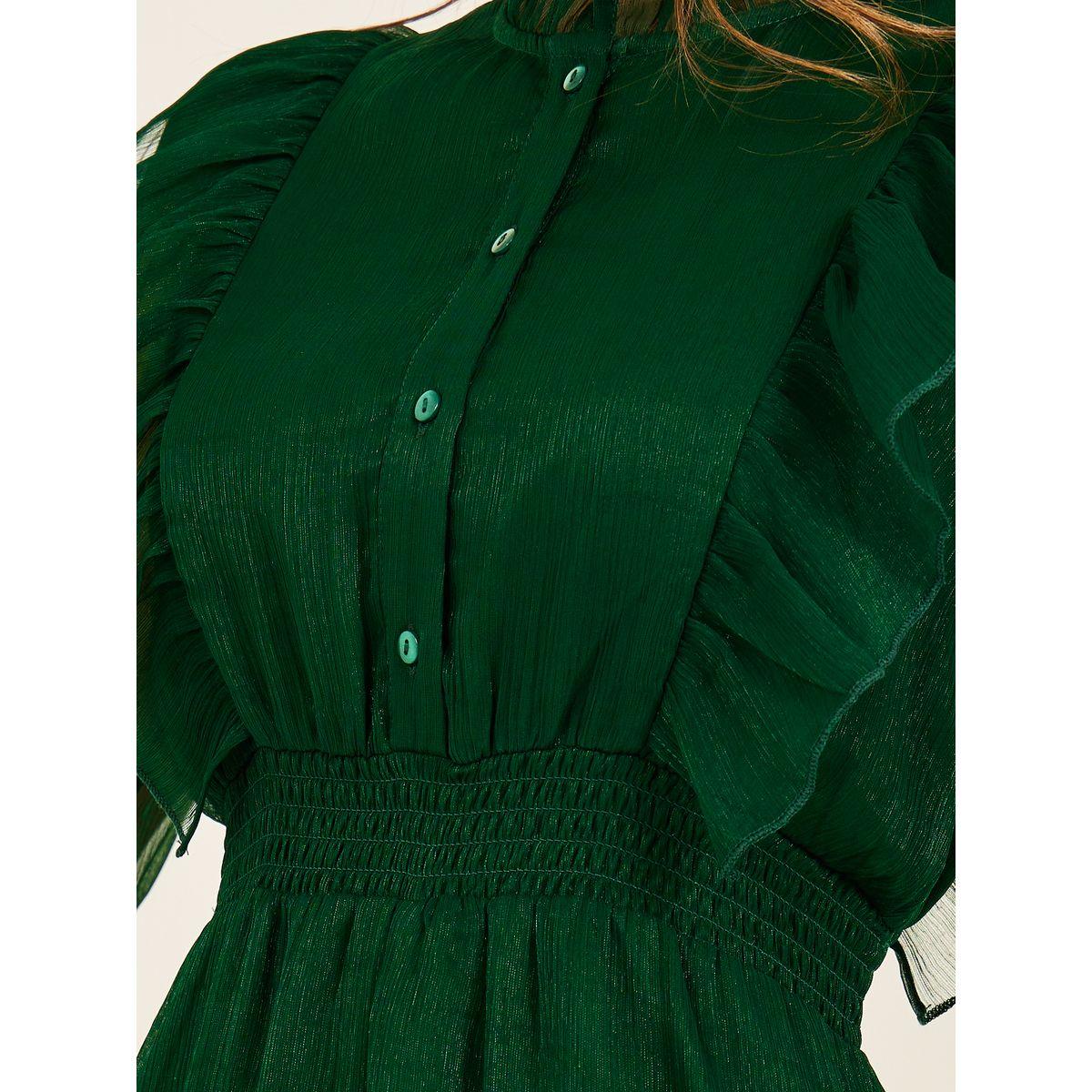 فستان طويل بأكمام مكشكشة وأكمام على شكل حرف A-women-clothing-dresses-image-5