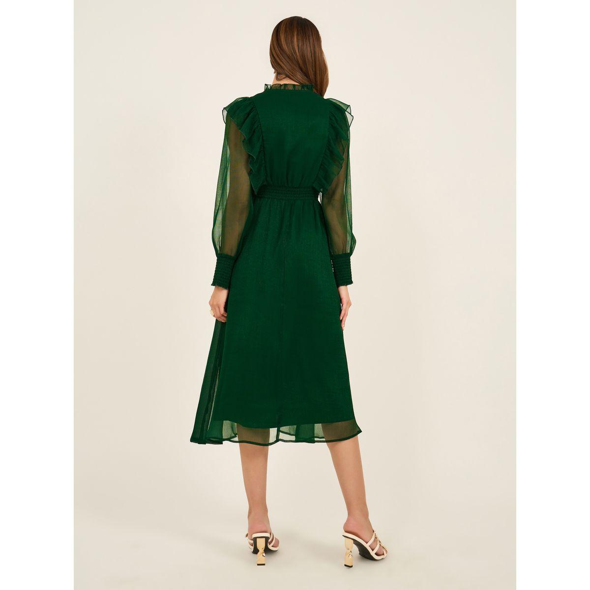 فستان طويل بأكمام مكشكشة وأكمام على شكل حرف A-women-clothing-dresses-image-6