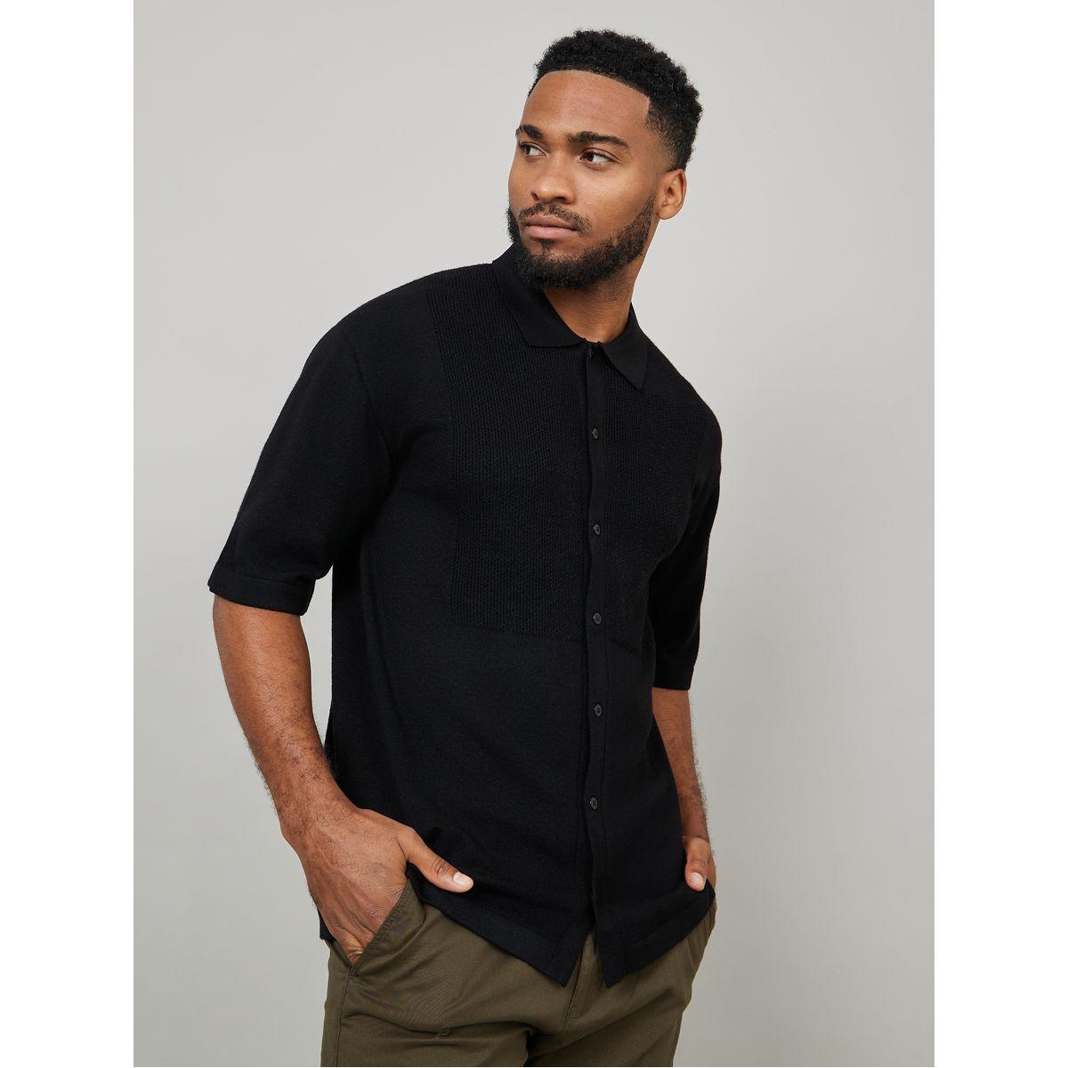 Styli Premium Textured Knit Shirt with Pattern Rib Detail-men-clothing-shirts-image-1