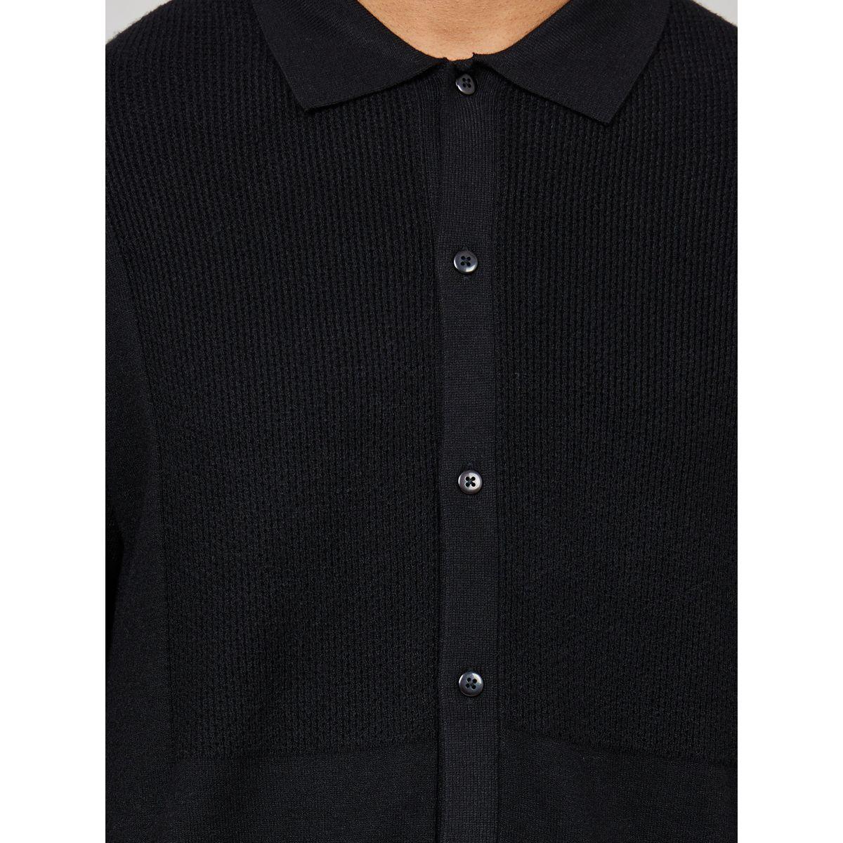 Styli Premium Textured Knit Shirt with Pattern Rib Detail-men-clothing-shirts-image-3