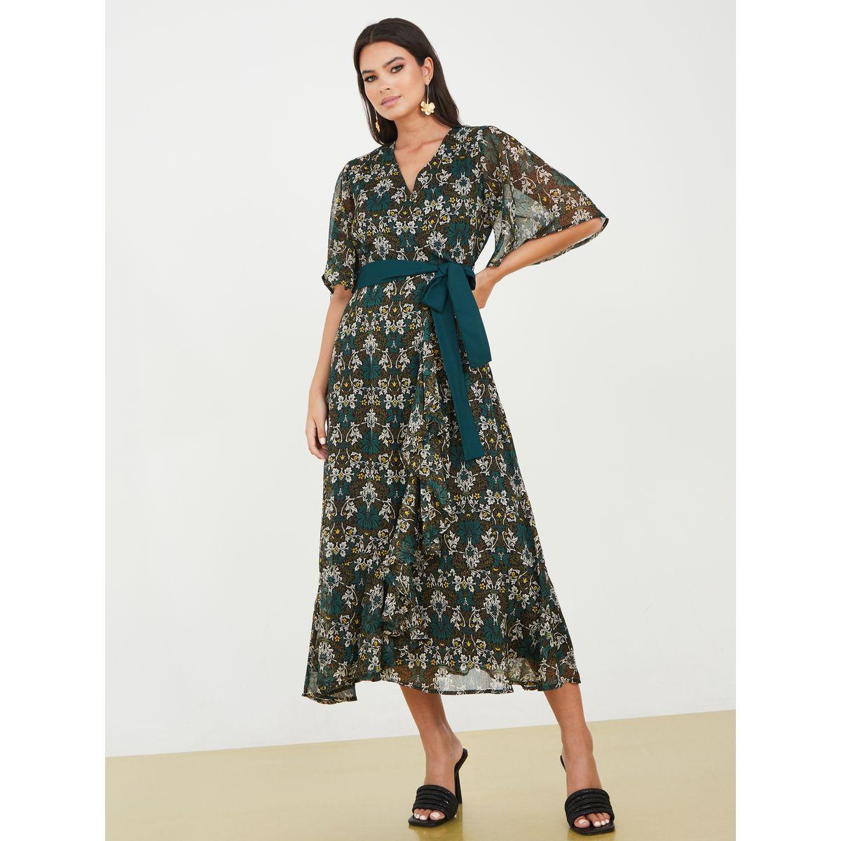 Styli Flare Sleeve Floral A-Line Midi Dress-women-clothing-dresses-image-1