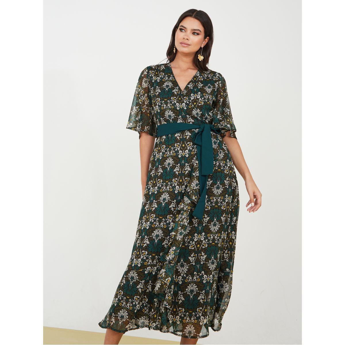 Styli Flare Sleeve Floral A-Line Midi Dress-women-clothing-dresses-image-2