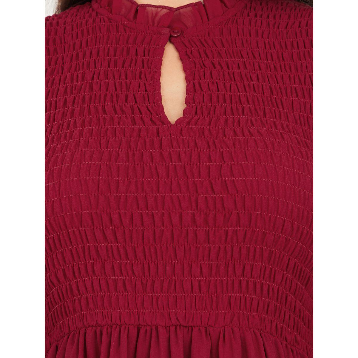 فستان ميدي بتفاصيل مزمومة-women-clothing-dresses-image-3