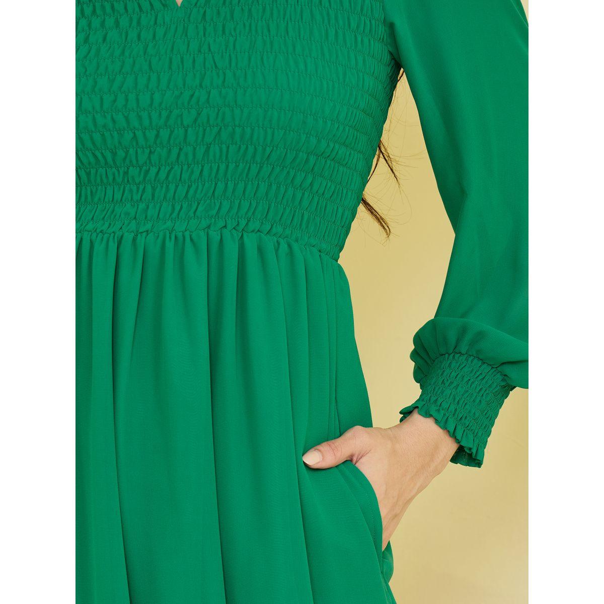 Styli Shirred High Neck Straight Midi Dress-women-clothing-dresses-image-3