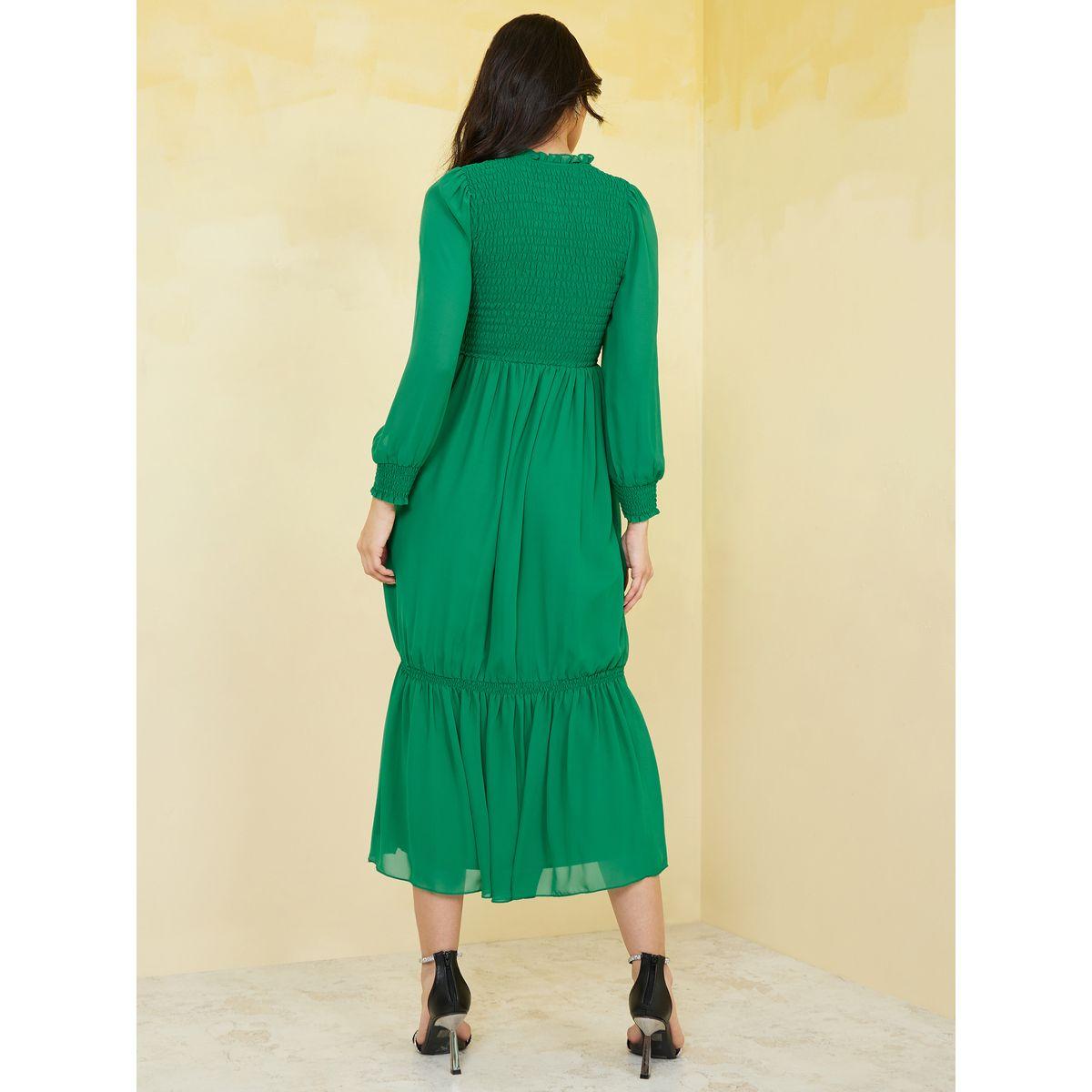 Styli Shirred High Neck Straight Midi Dress-women-clothing-dresses-image-4