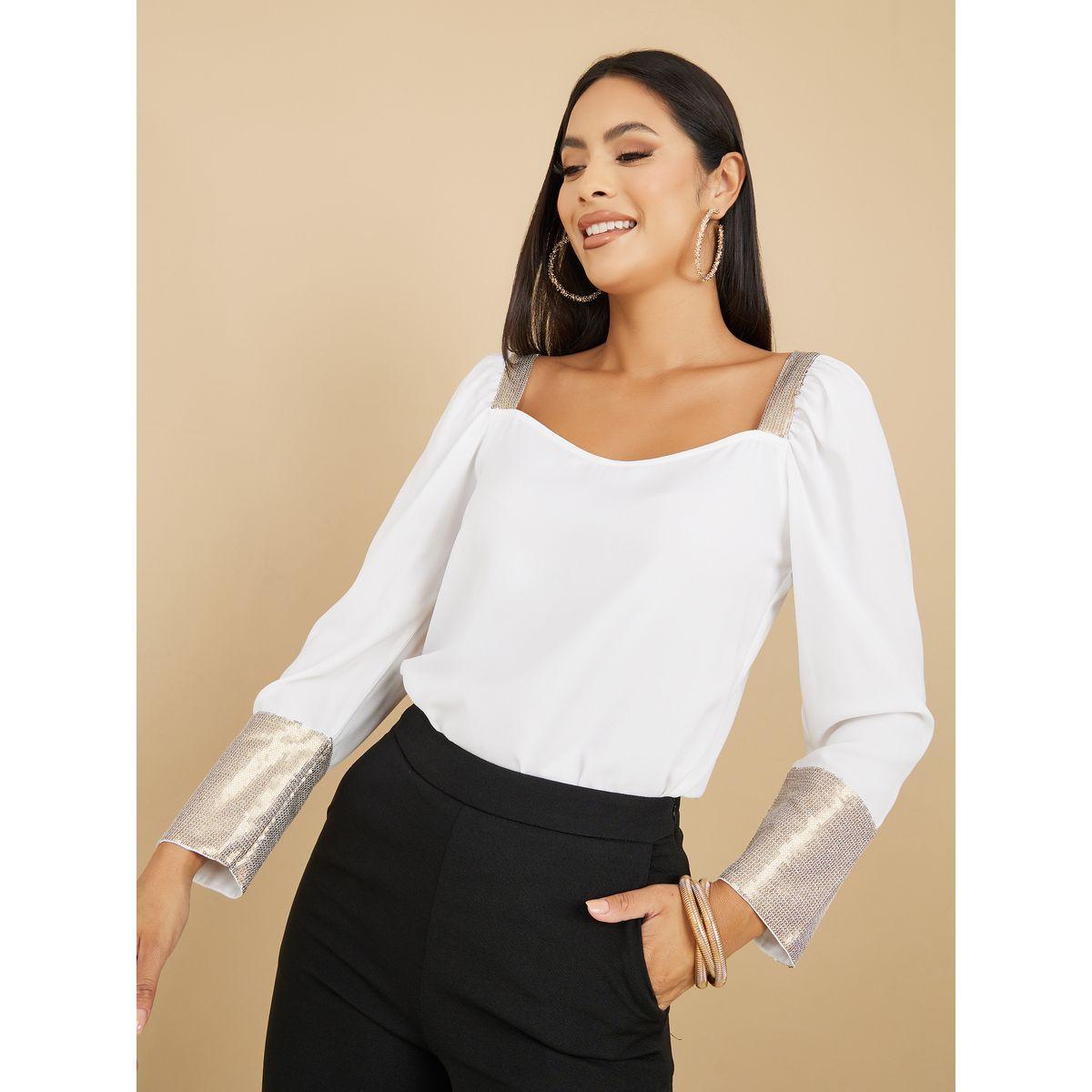 Styli Sequin Detail Sweetheart Neck Regular Length Top-women-clothing-shirtsandblouses-blouses-image-1
