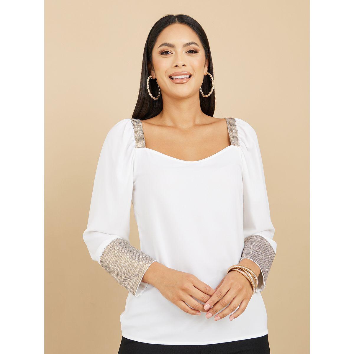 Styli Sequin Detail Sweetheart Neck Regular Length Top-women-clothing-shirtsandblouses-blouses-image-3