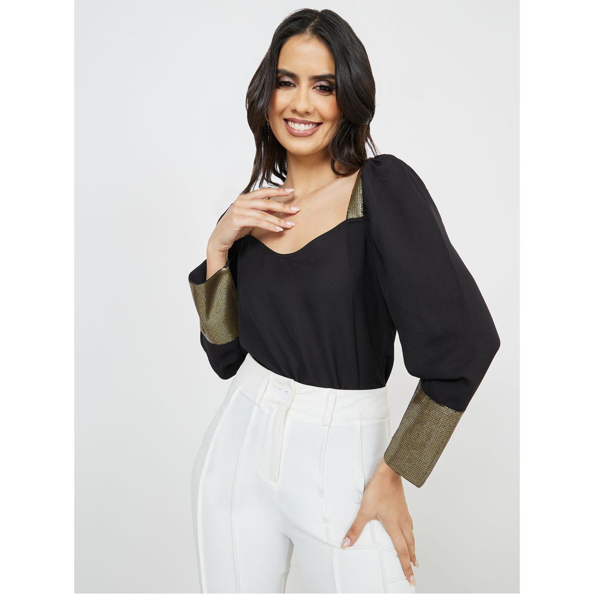 Styli Sequin Detail Sweetheart Neck Regular Length Top-women-clothing-shirtsandblouses-blouses-image-1