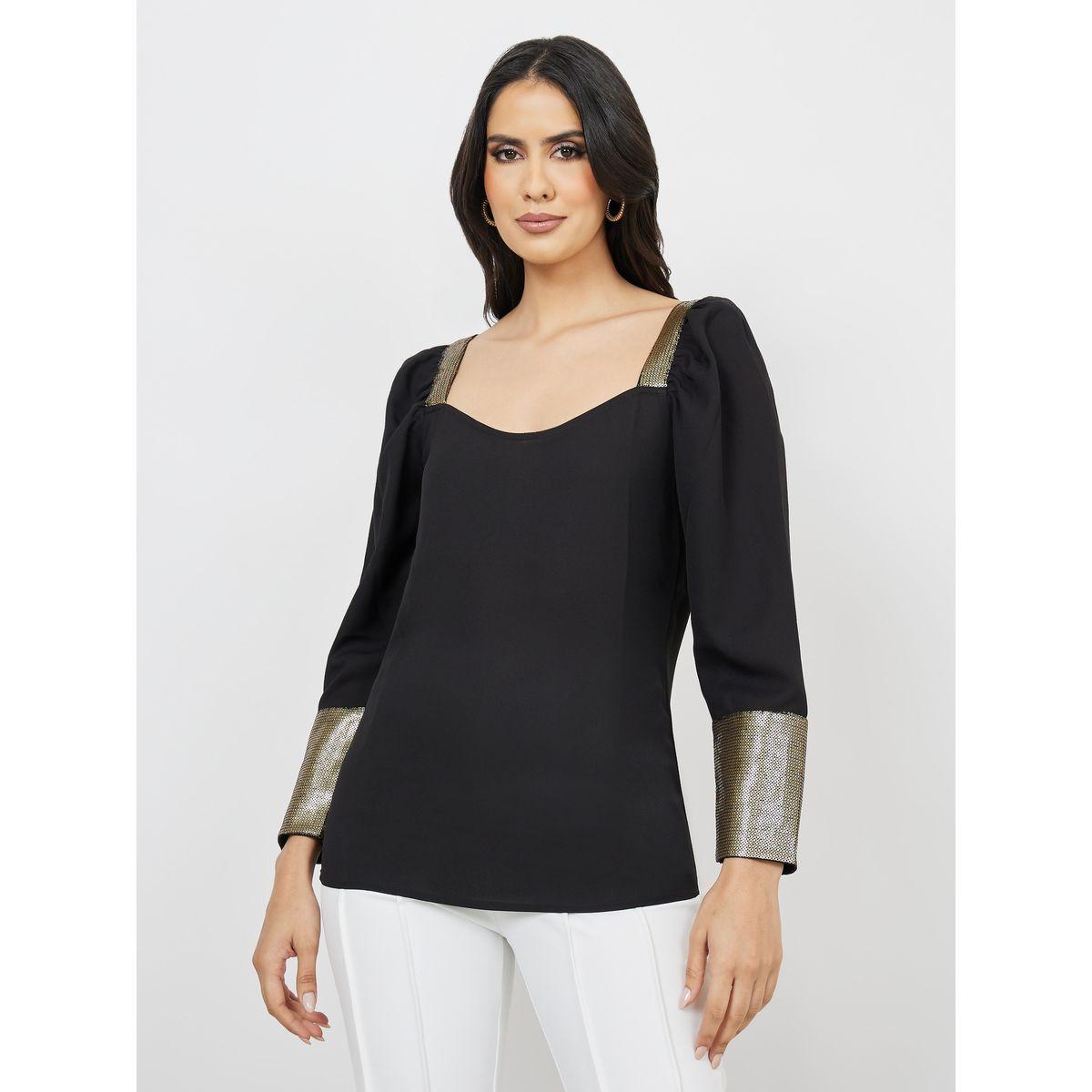 Styli Sequin Detail Sweetheart Neck Regular Length Top-women-clothing-shirtsandblouses-blouses-image-3
