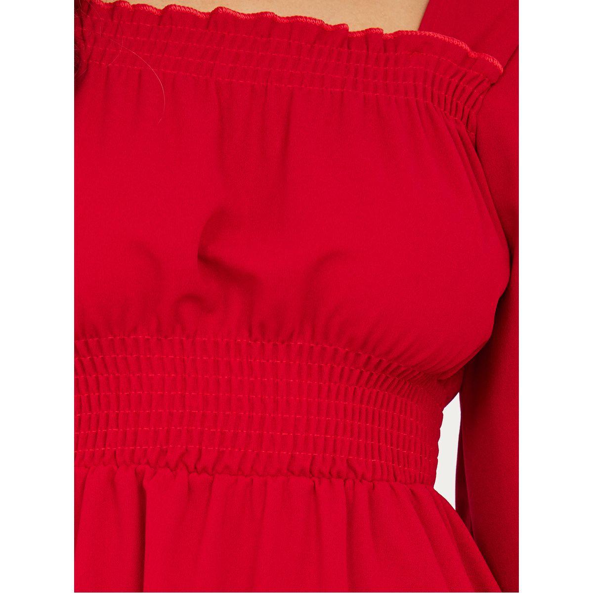 Styli Square Neck Gathered A-Line Midi Dress-women-clothing-dresses-image-3