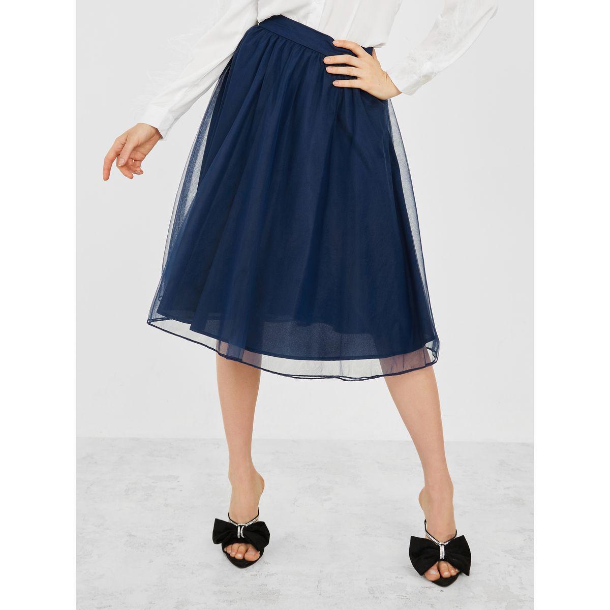 Styli Solid A-Line Midi Skirt-women-clothing-bottoms-skirts-image-1