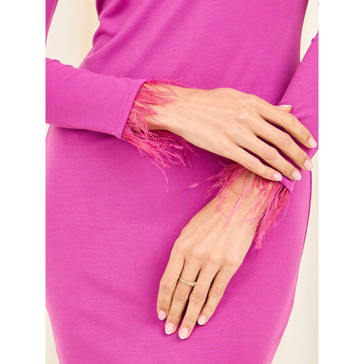 فستان ميدي ضيق مزين بريش صناعي-women-clothing-dresses-image-3