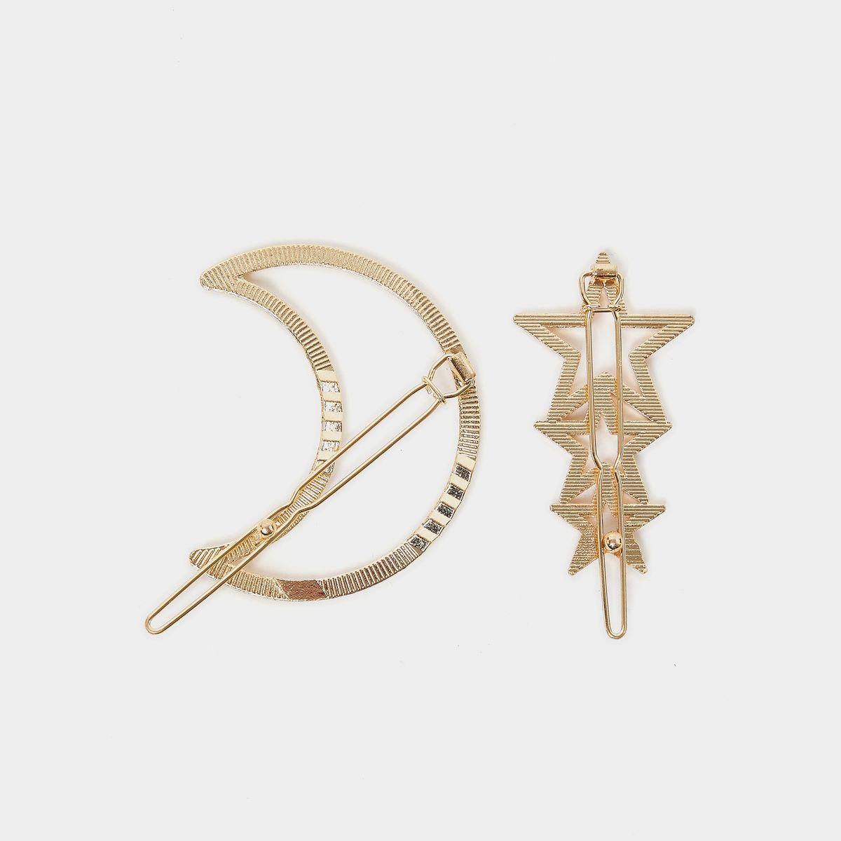 Styli Set of 2 - Moon & Star Hair Clip-women-hairaccessories-clips-image-3
