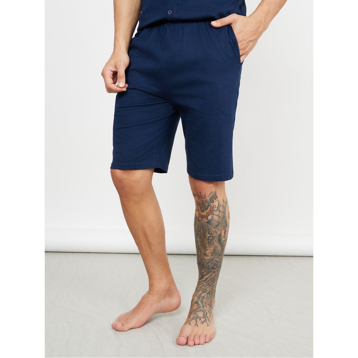 Styli Unwind Solid Knit Shirt & Shorts Nightwear Set-men-clothing-nightwear-sets-image-4