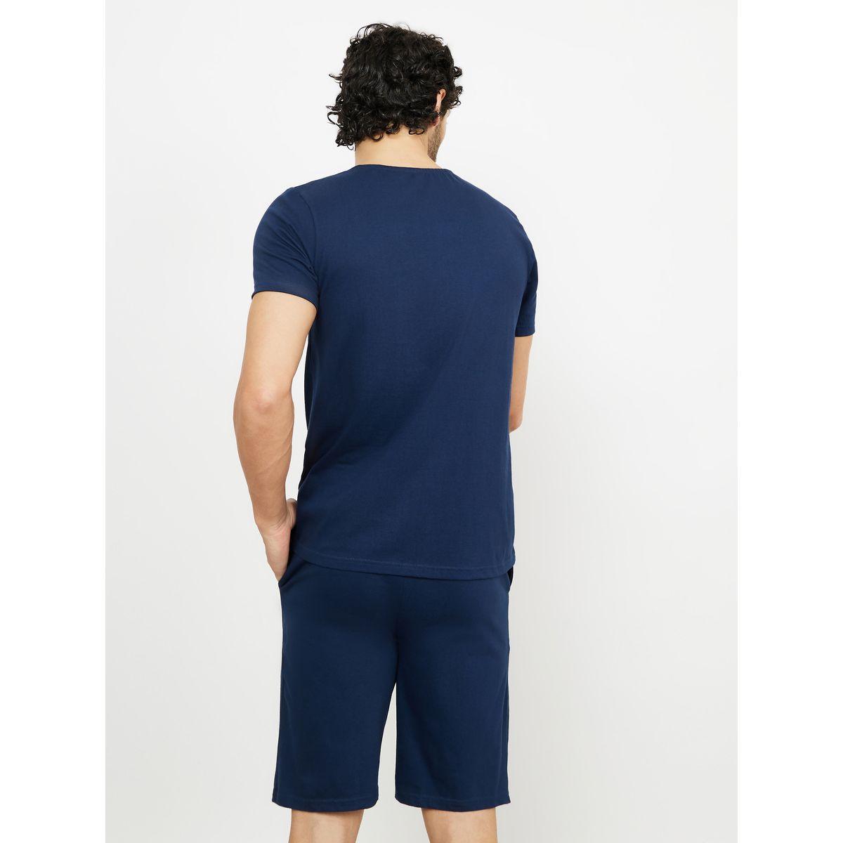 Styli Unwind Solid Knit Shirt & Shorts Nightwear Set-men-clothing-nightwear-sets-image-5