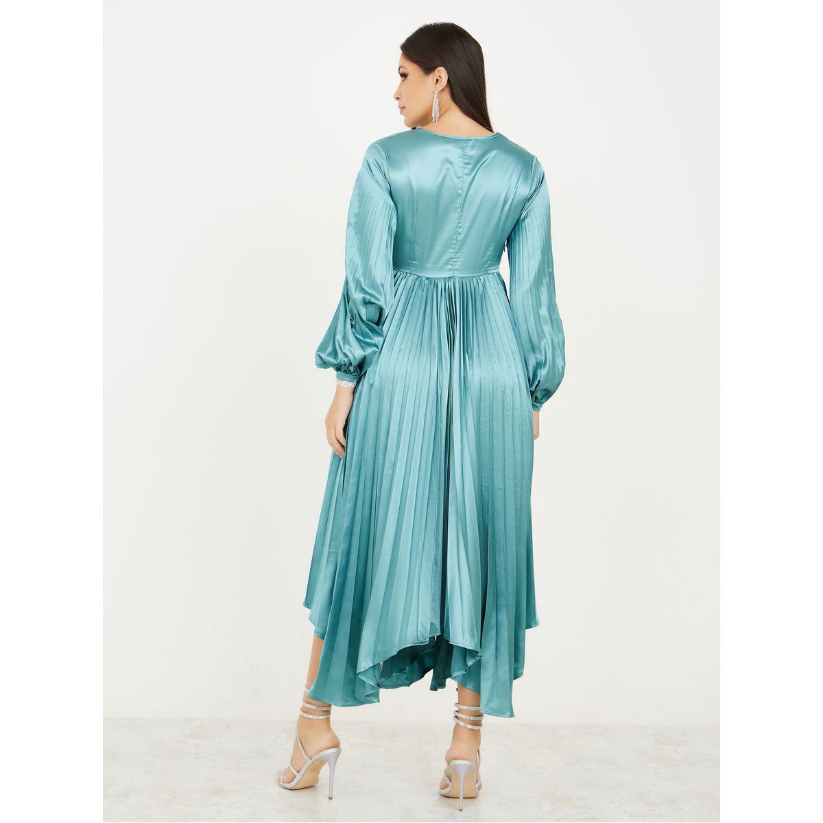 Styli Limited Asymmetric Hem Satin Pleated Midi Dress-women-clothing-dresses-image-4