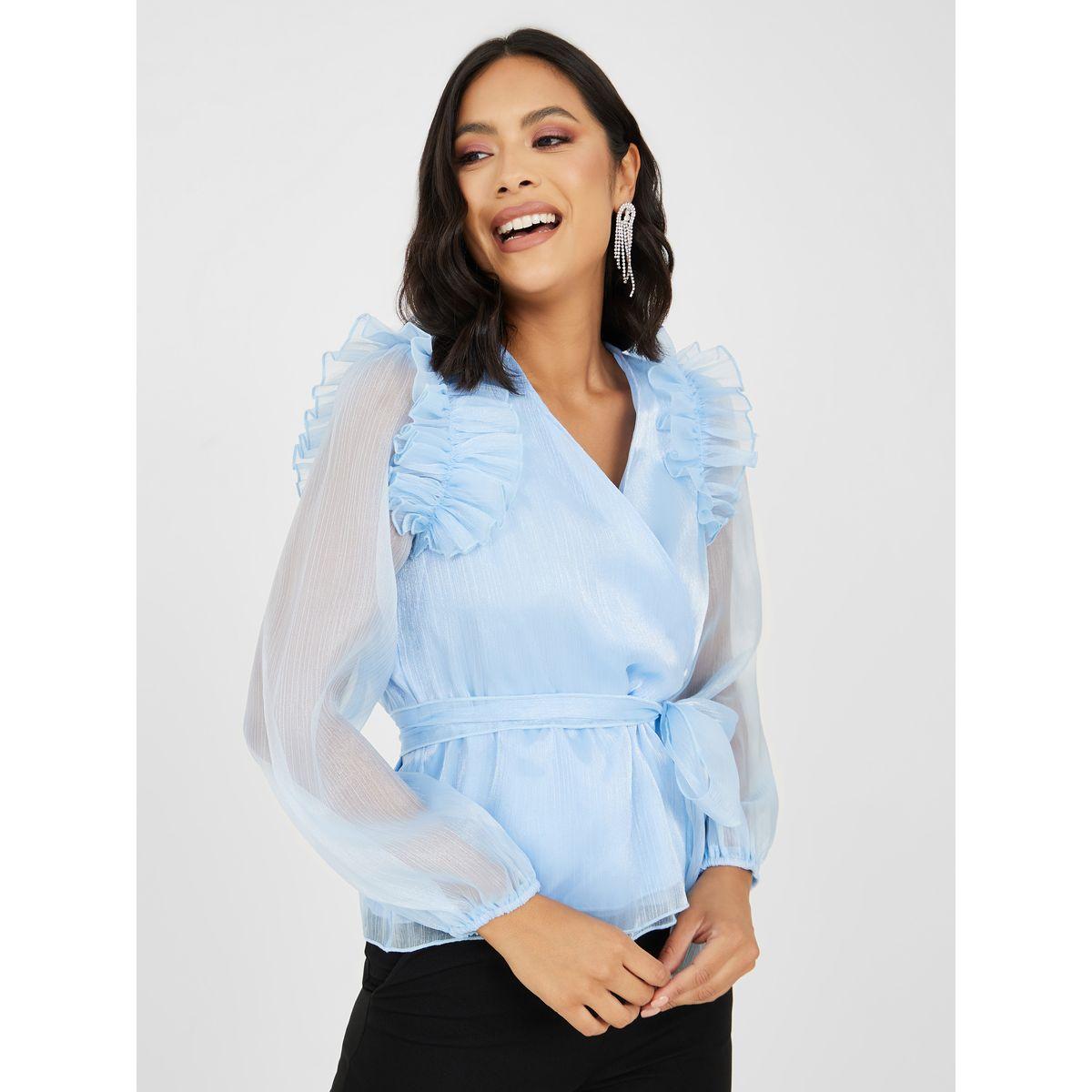 بلوزة بيبلوم مزينة بكشكش-women-clothing-shirtsandblouses-blouses-image-1