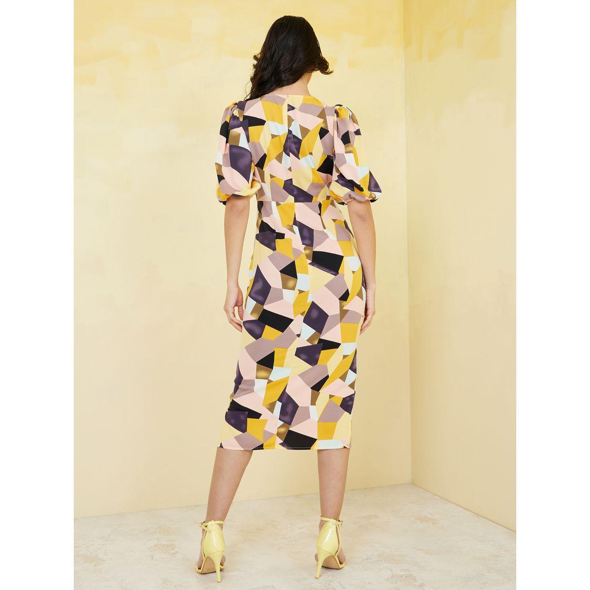 فستان ميدي مطبع بطبعة مجردة-women-clothing-dresses-image-1