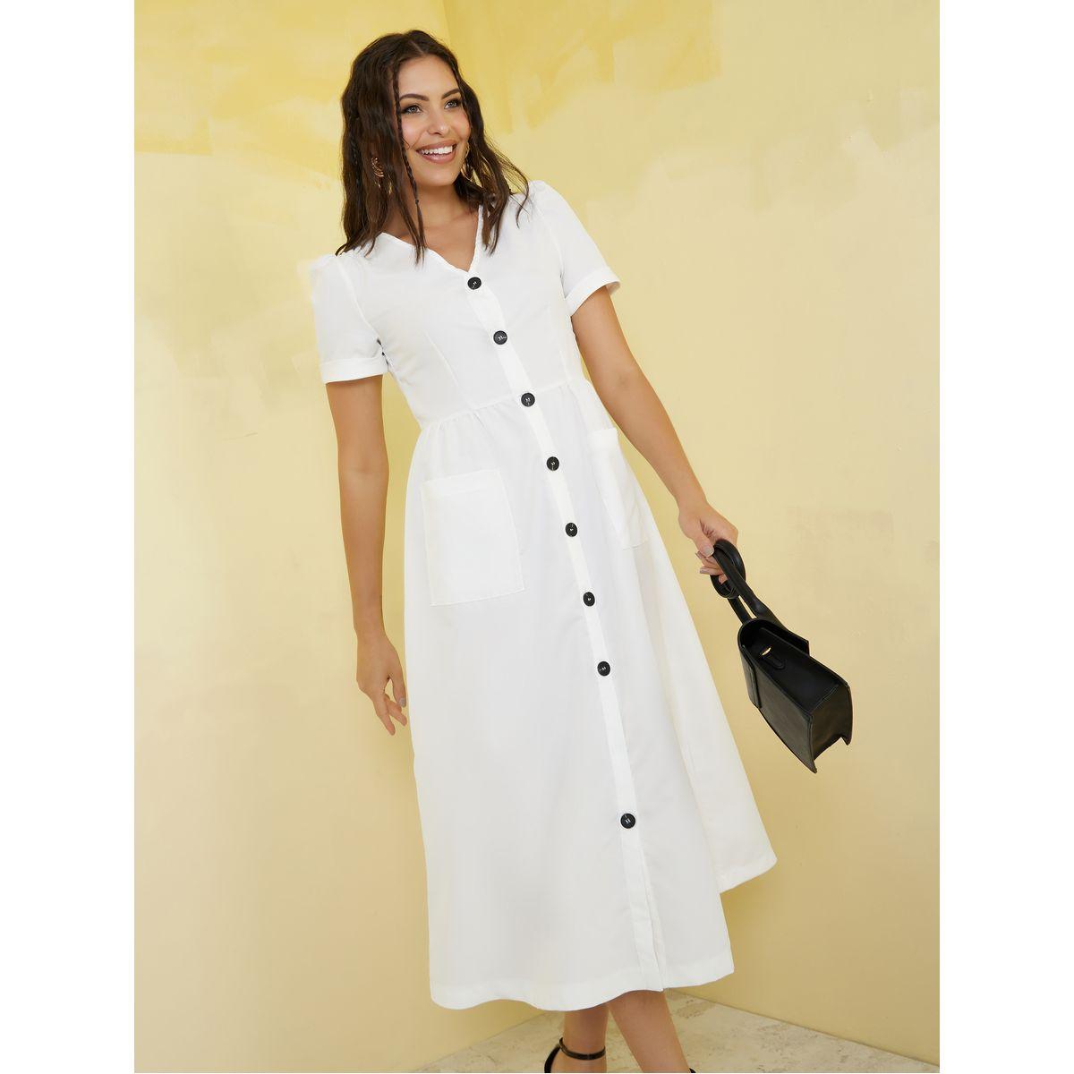 فستان ميدي بجيوب وأزرار غلق-women-clothing-dresses-image-2