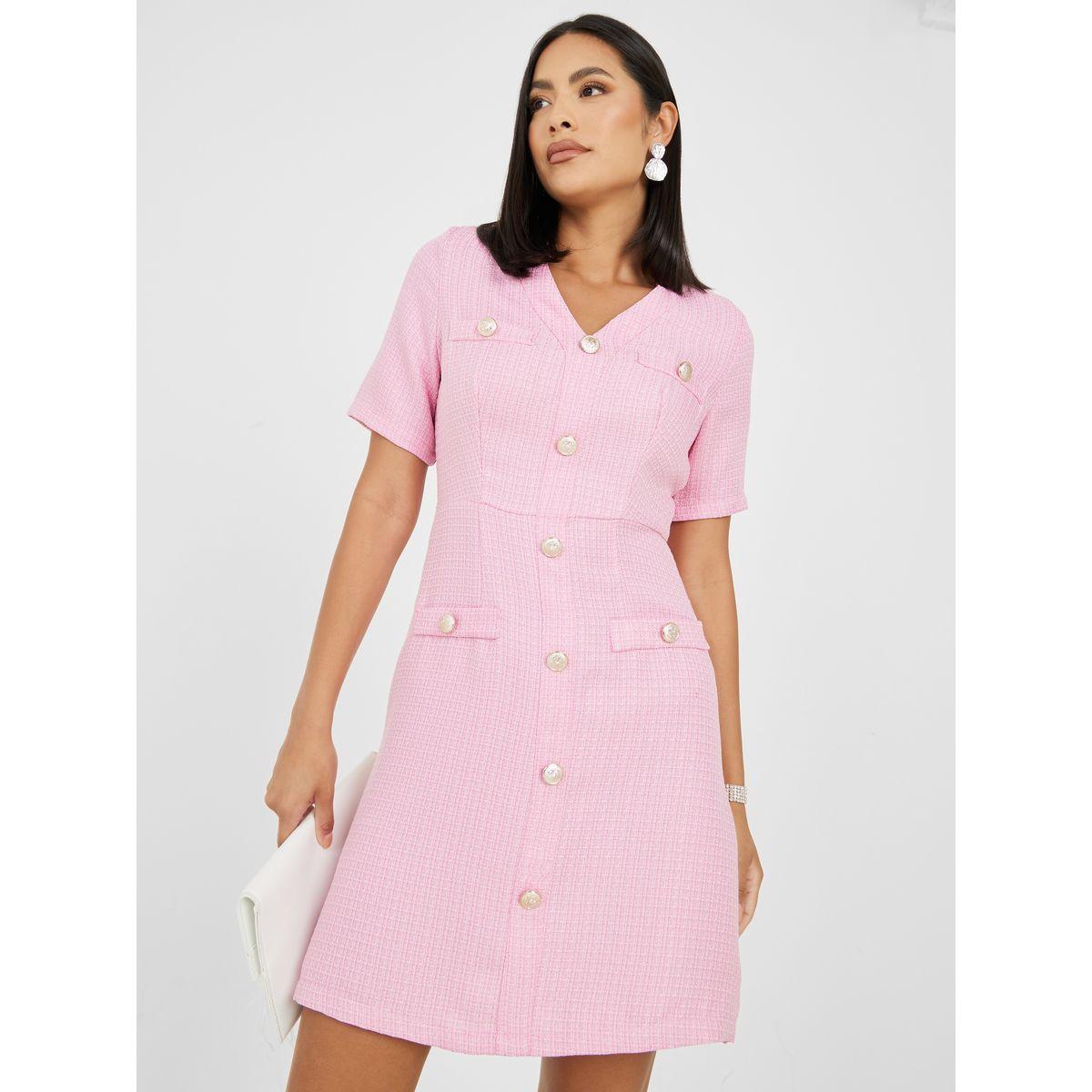 Styli Tweed Pocket Detail Blazer Mini Dress-women-clothing-dresses-image-2