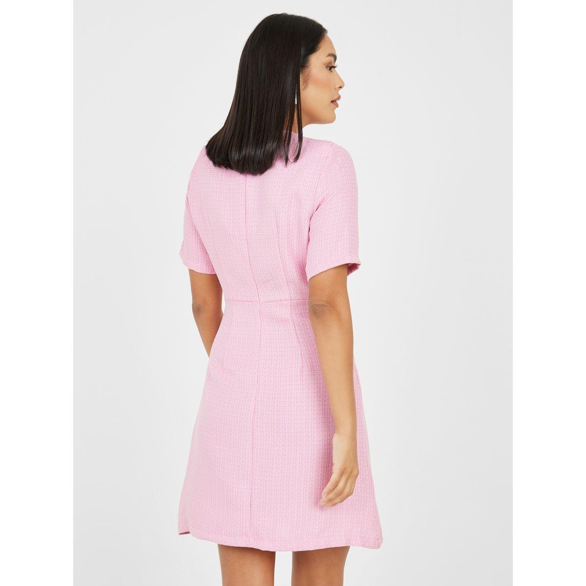 فستان قصير تويد بأزرار غلق-women-clothing-dresses-image-4