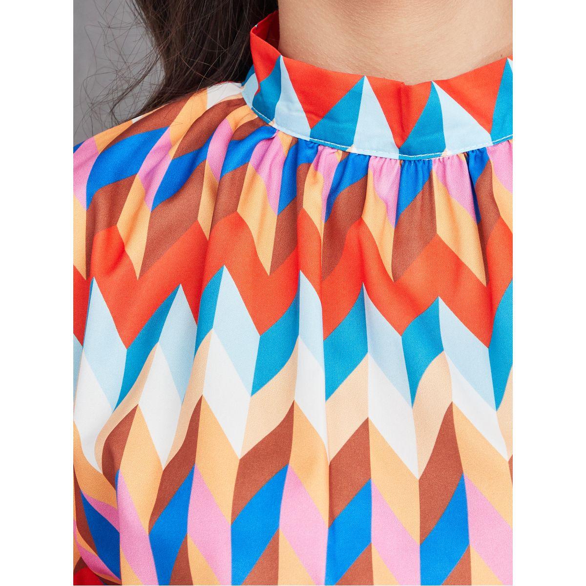 فستان ميدي مطبع بطبعة هندسية-women-clothing-dresses-image-3