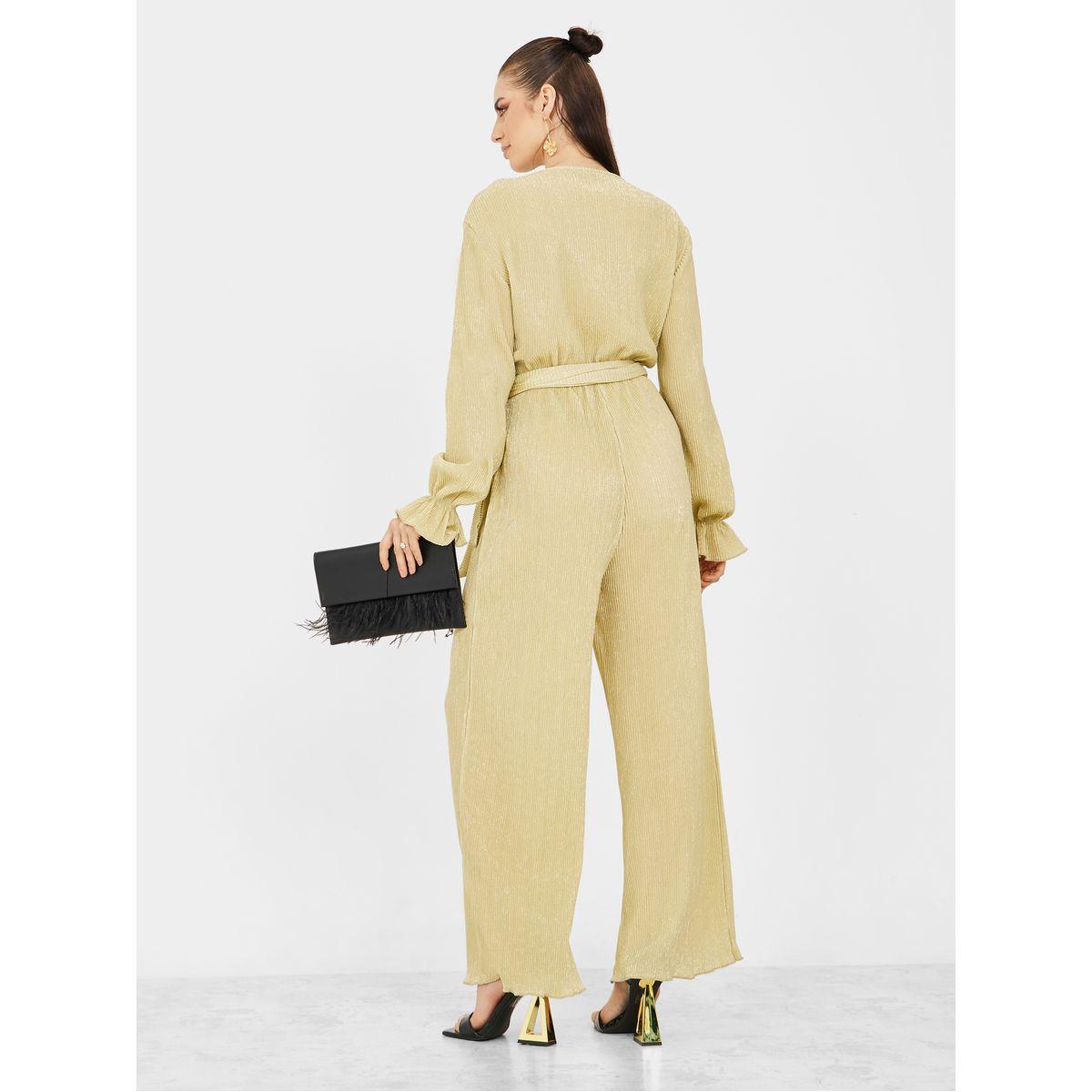 Styli Wide Leg Wrap Front Shimmer Fabric Jumpsuit-women-clothing-jumpsuits-image-4